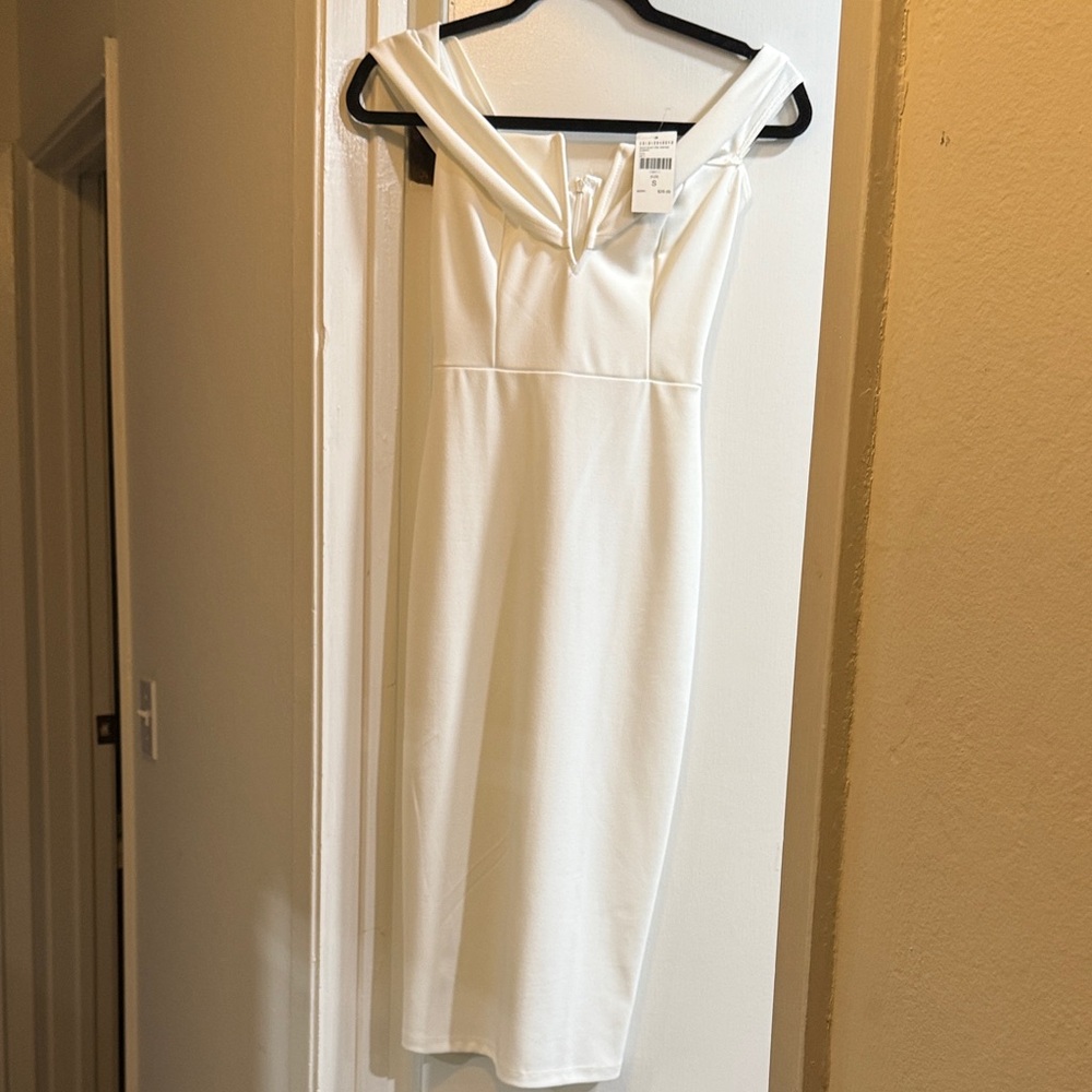 Fashion Nova Ivory Off-Shoulder Dress